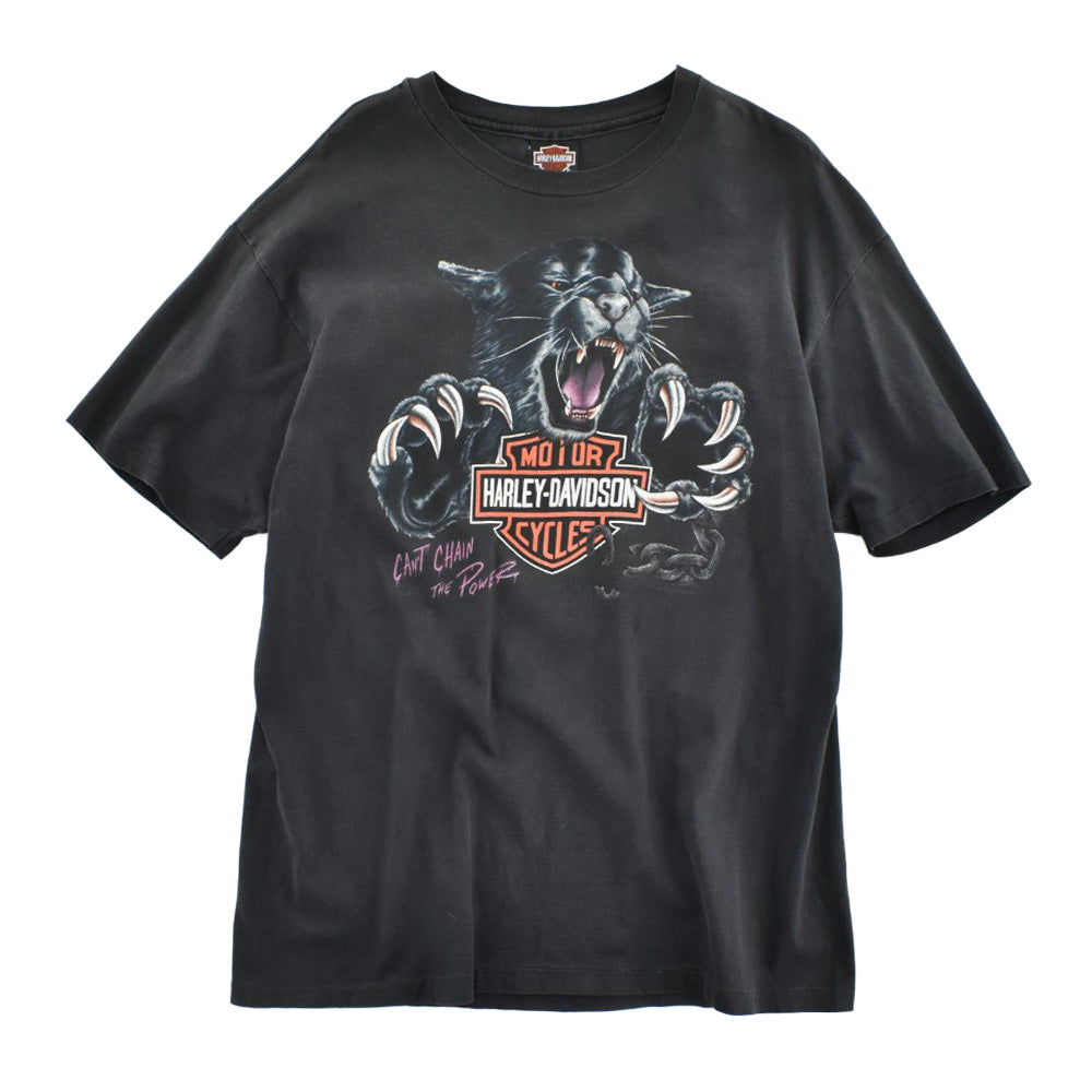 90's HARLEY-DAVIDSON "Can't Chain The Power" ブラックパンサー バイカーTシャツ USA製 260814H