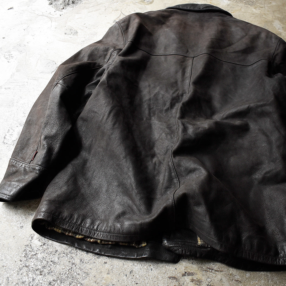 Y2K OAKWOOD スエードレザーカーコート チェックライナー 240304H