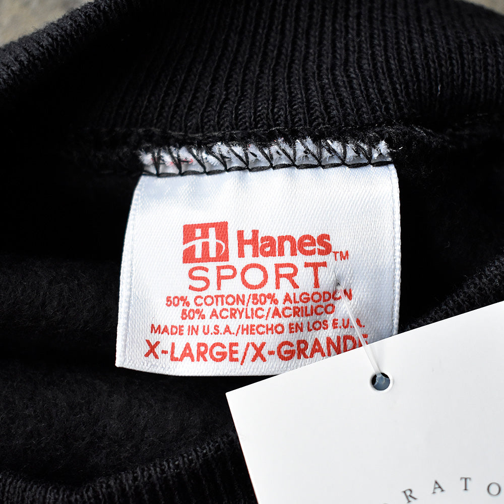 90's デッドストック！ Hanes 無地 ブラック！ ラグランスリーブスウェット 241005H