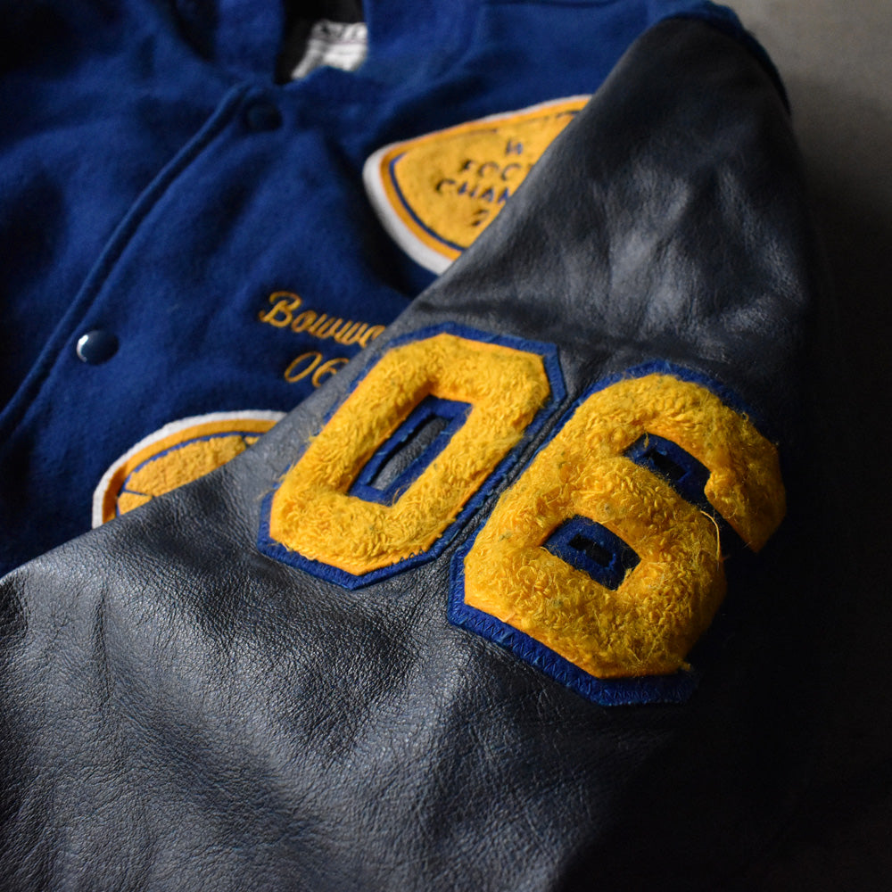 Y2K DeLONG “ROUGHRIDER WEIGHTLIFTING FOOTBALL” 袖レザー アワードジャケット USA製 240223