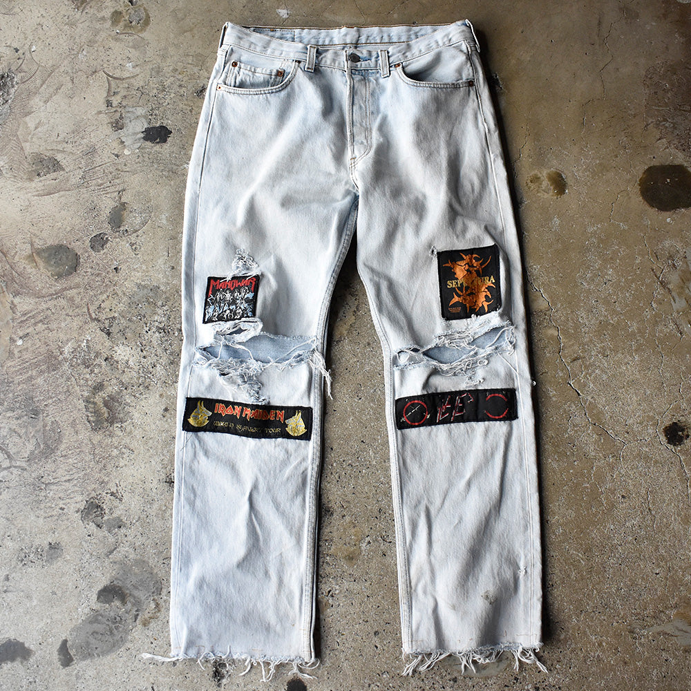 Y2K パッチカスタム！ Levi's 501 “メタル“ デニムパンツ スペイン製 アイスブルー 250520H