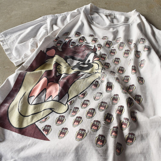 90's Looney Tunes/ルーニー・テューンズ ”TAZ” 総柄 Tシャツ USA製 230803