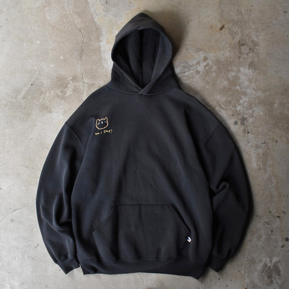90’s Russell ネコ刺繍 “Am I okay?” スウェットパーカー  251114H
