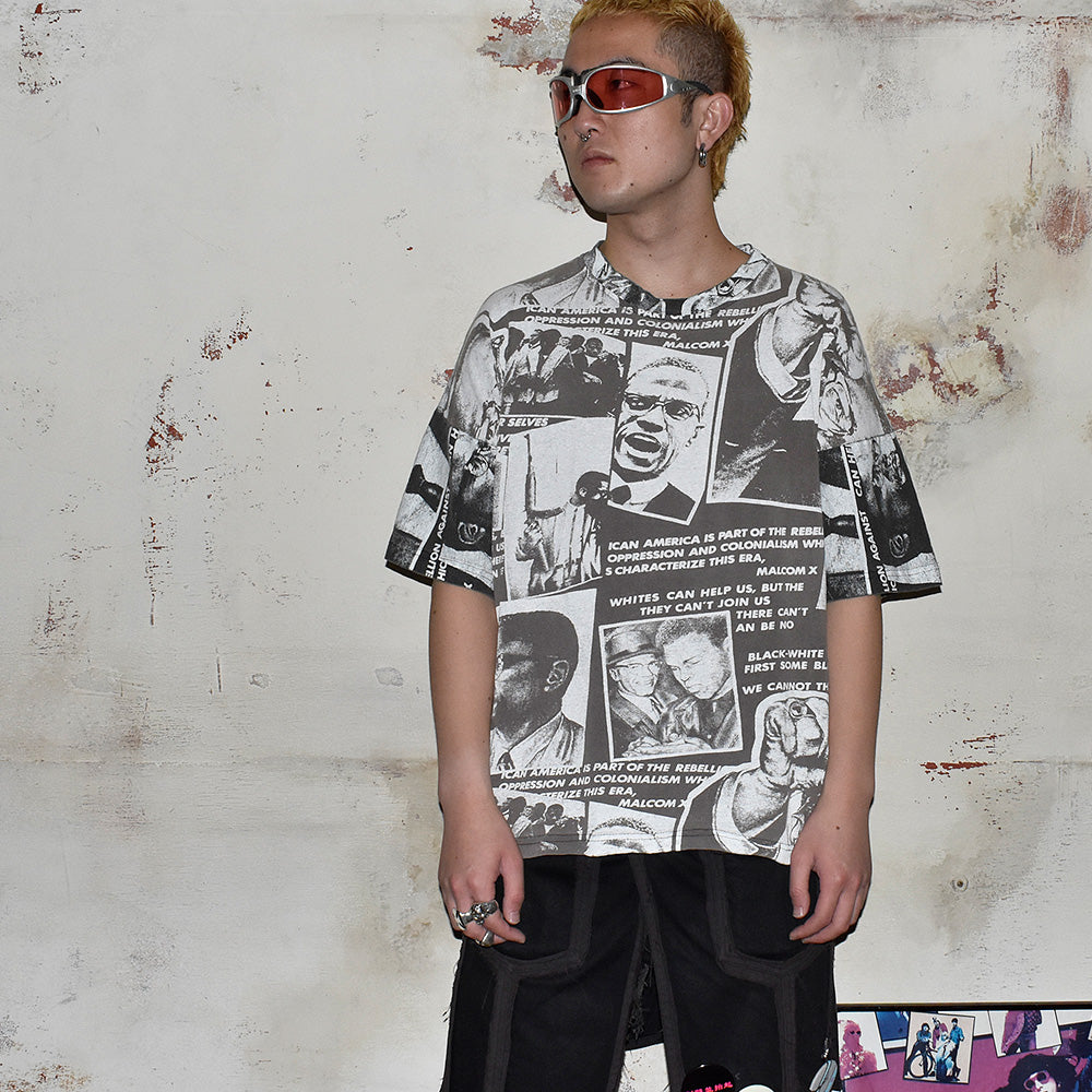 90's AOP！ “Malcolm X“ Tシャツ USA製 241202H