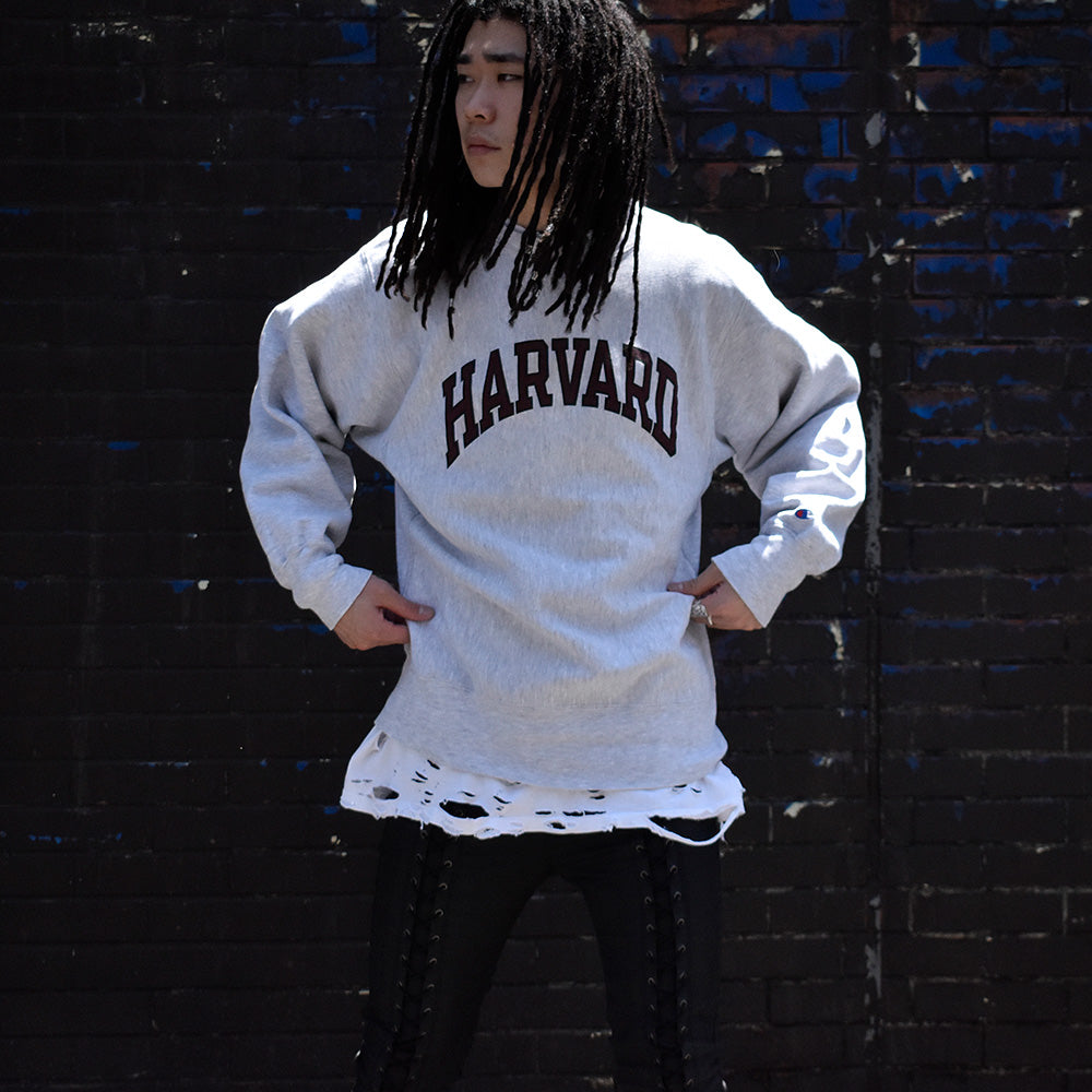 90's Champion “HARVARD” 染み込みプリント RWスウェット USA製 240512H