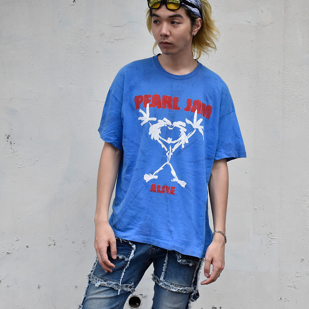 90's PEARL JAM “ALIVE“ blue color！ ロック Tシャツ 250719H