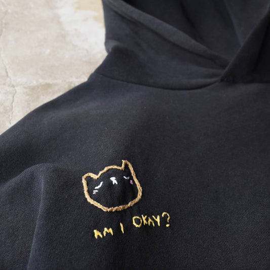 90’s Russell ネコ刺繍 “Am I okay?” スウェットパーカー 251114H