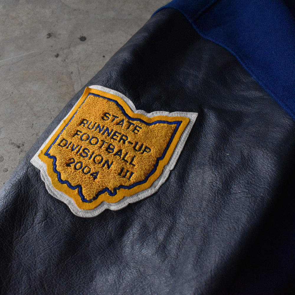 Y2K DeLONG “ROUGHRIDER WEIGHTLIFTING FOOTBALL” 袖レザー アワードジャケット USA製 240223