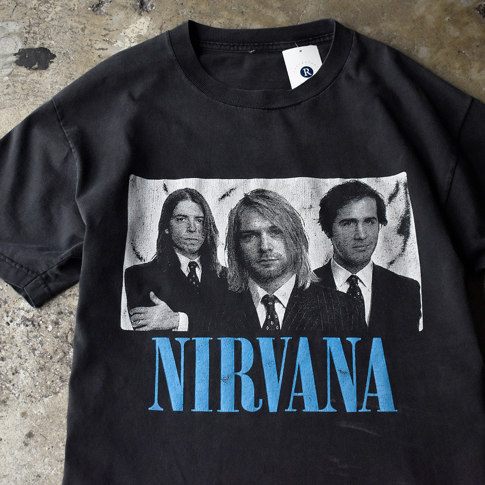 ニルヴァーナ With The Lights Out メンバーフォト Tシャツ 2000年代初頭 ブラック 古着