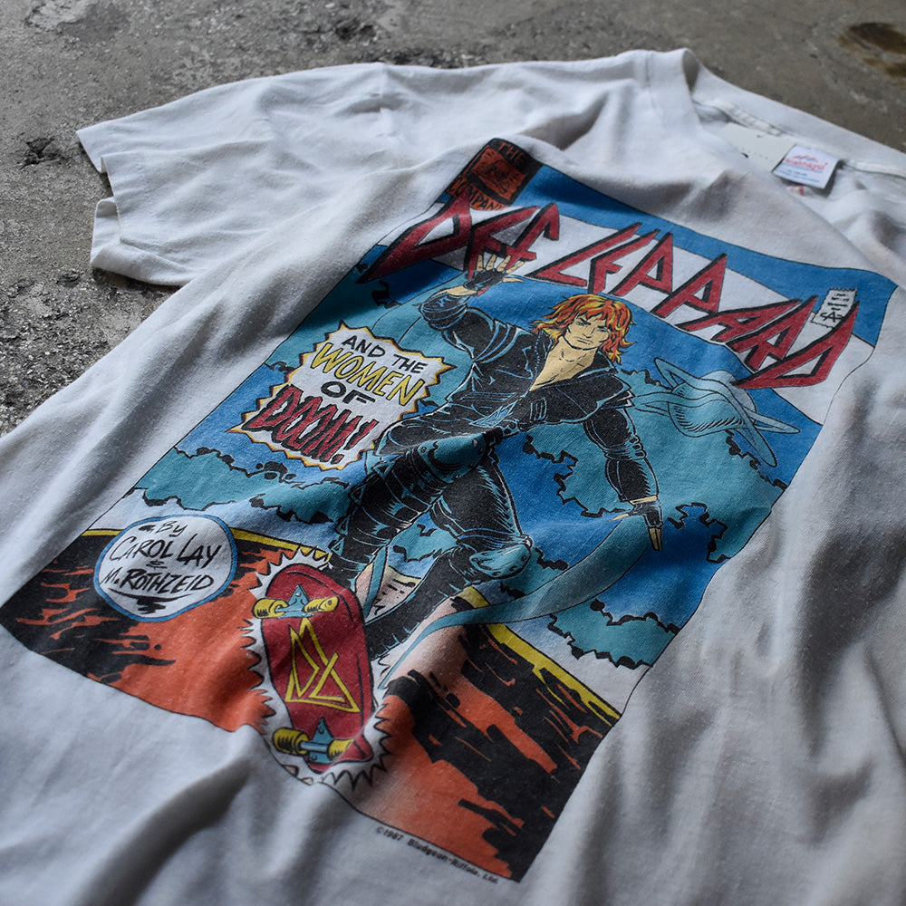 デフ・レパード Women Of Doom Hysteria アメコミ 両面イラスト Tシャツ 1988年 ヴィンテージ