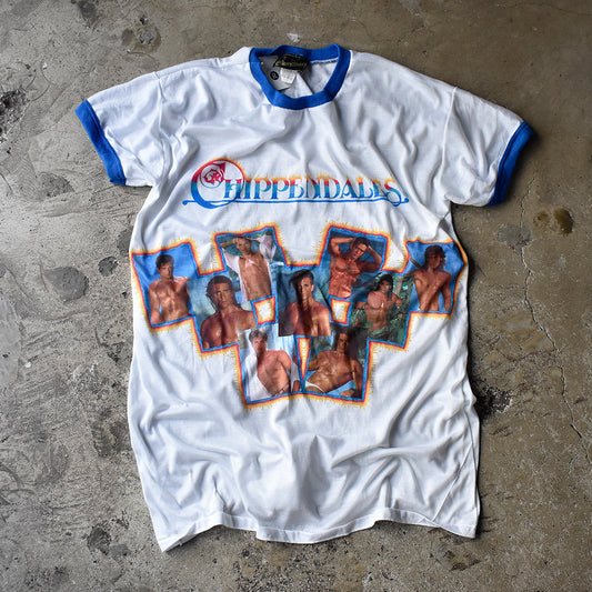 90's “Chippendales” ストリップ リンガー Tシャツ USA製 240622H
