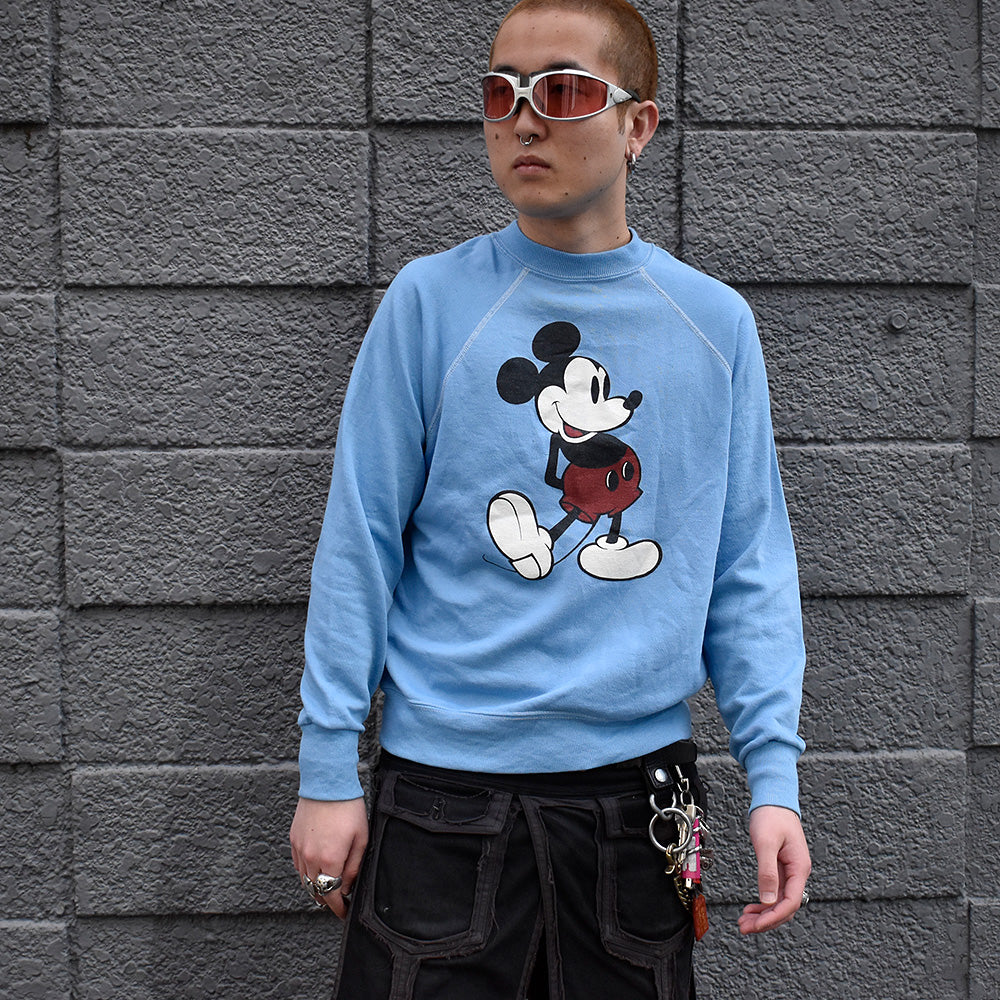 80's Disney “Mickey” ラグランスリーブスウェット 241230H