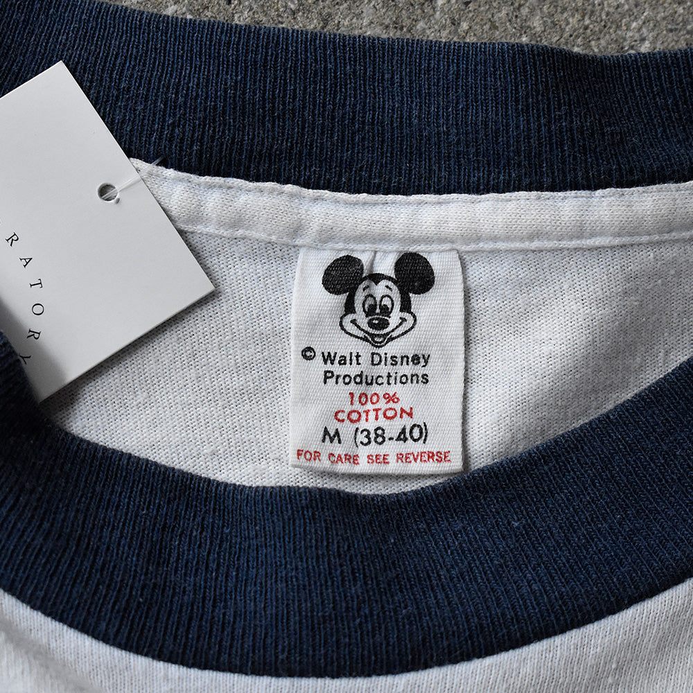 70's オールドイングリッシュ！“Disneyland” 染み込み Mickey 100％コットン リンガーTシャツ USA製 250802H