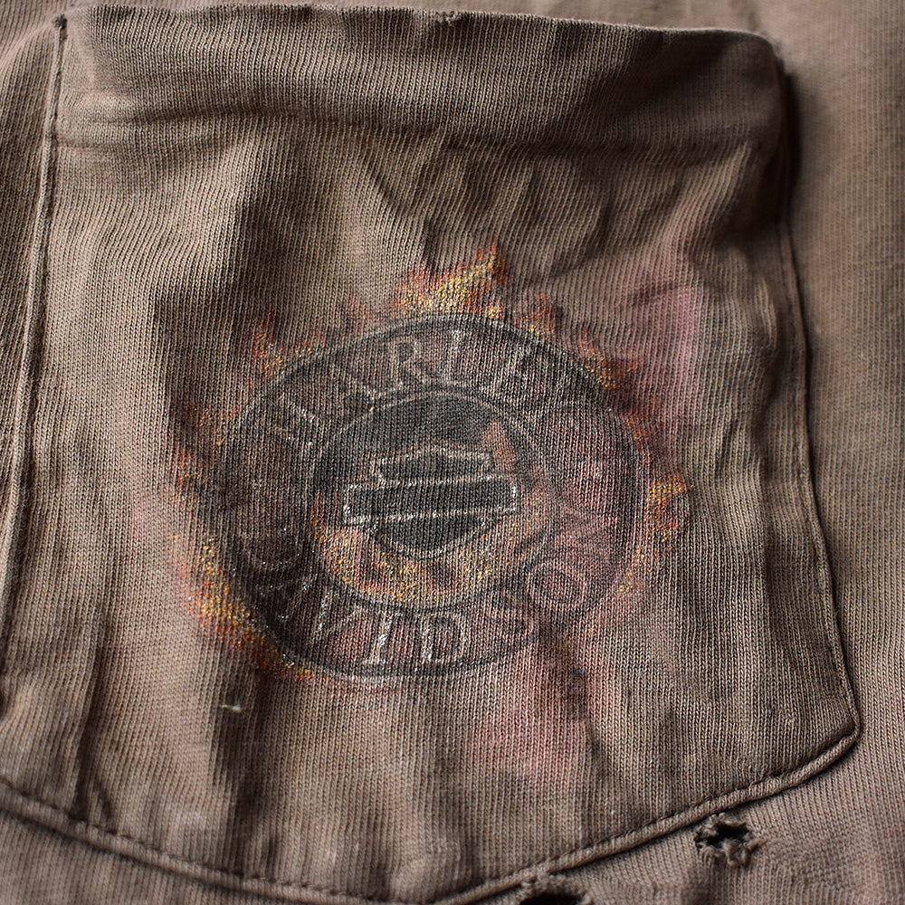 Y2K ボロ！ Harley-Davidson ポケット付き バイク Tシャツ 250806H