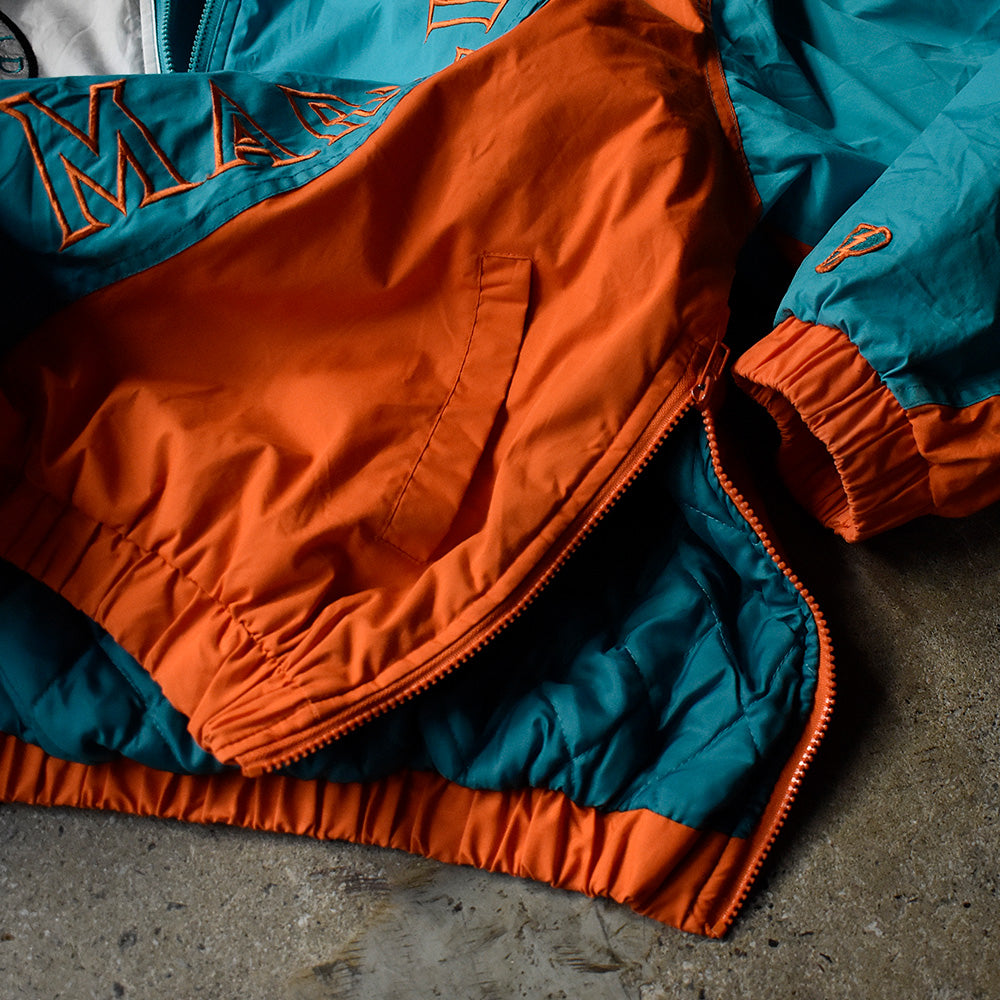 90's PRO PLAYER MLB “Florida Marlins” 中綿入り フード付き ナイロンジャケット 240129H