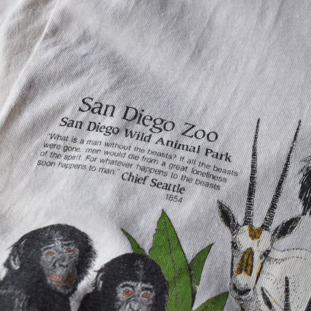80's　“San Diego Zoo” 両面 アニマルプリント Tシャツ　USA製　230708