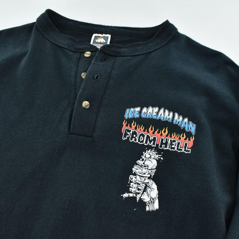 90's Ice Cream Man From Hell ファイヤーパターン スカル ロングスリーブTシャツ USA製 261002H