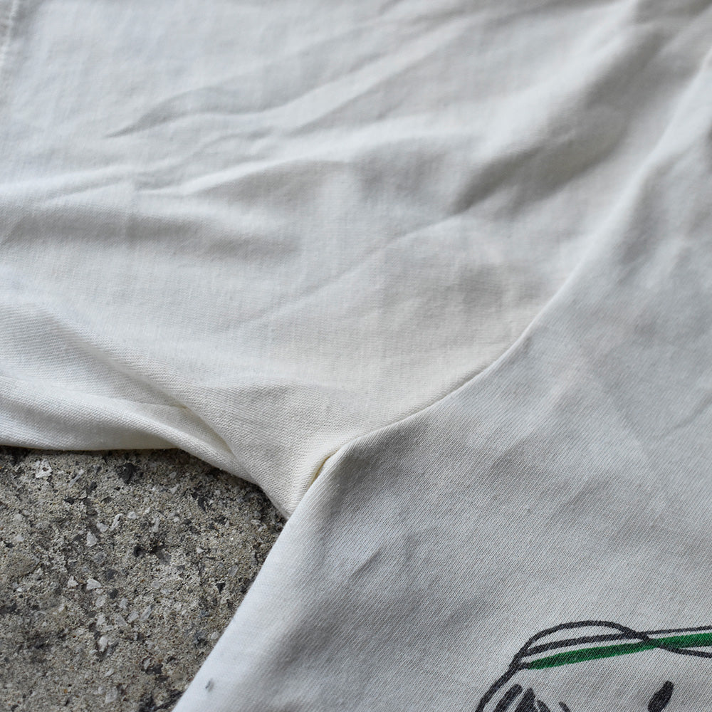 70's Arrow World's Greatest “SNOOPY“ 染み込み 襟付きVネックTシャツ 240829H