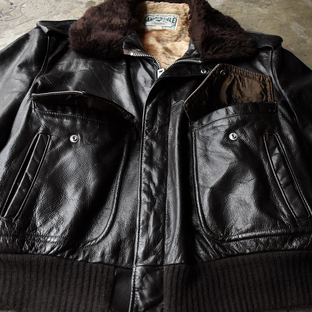 80's AMERICAN EAGLE G-1 type レザー フライトジャケット 241116H