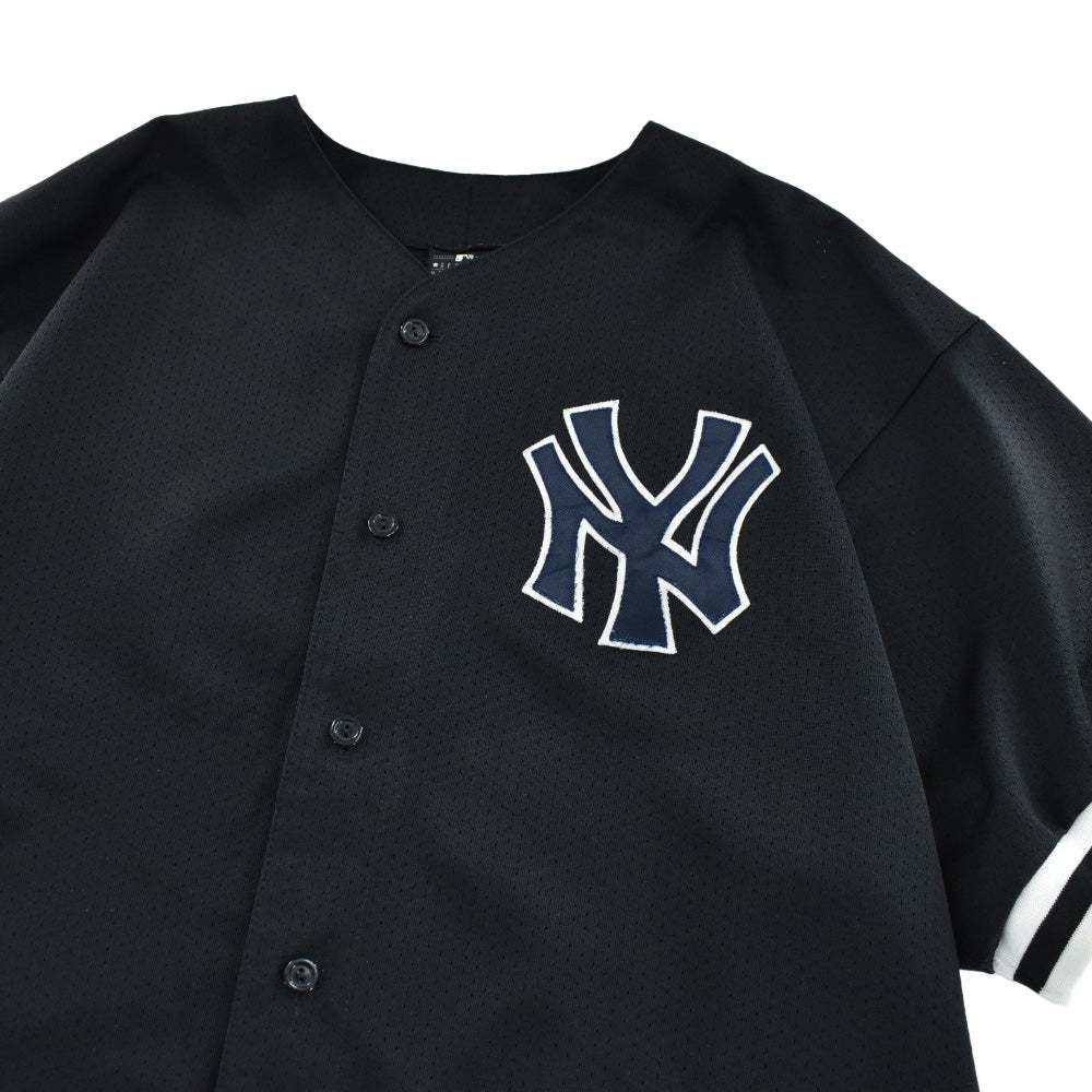 90's Majestic MLB "New York Yankees" ベースボールシャツ 黒 USA製 260929H