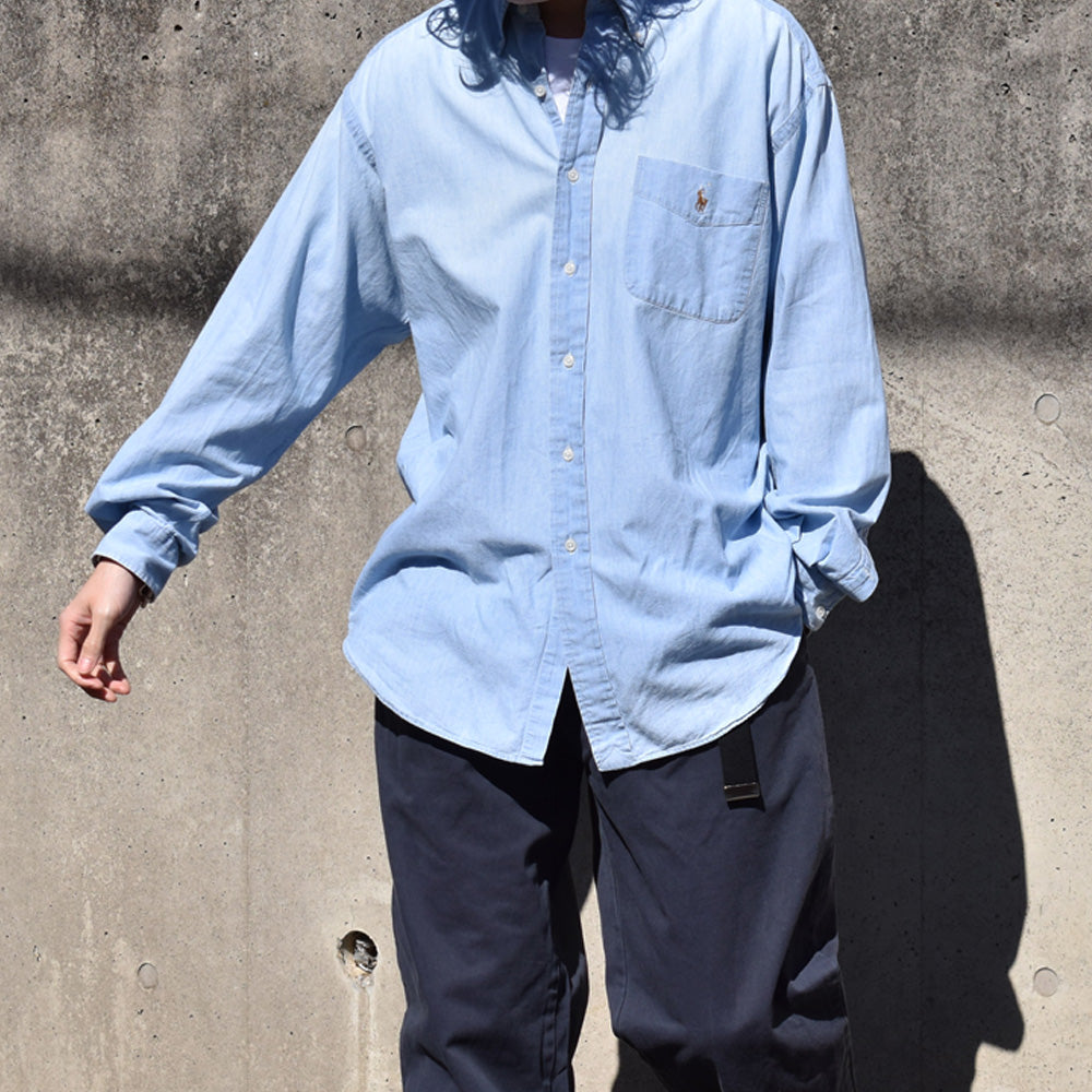 90's Ralph Lauren “BLAKE” シャンブレー ボタンダウンシャツ 240327 S2056