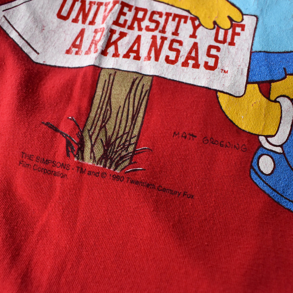 90's　The Simpsons/ザ・シンプソンズ “UNIVERSITY OF ARKANSAS” Tシャツ　USA製　230614