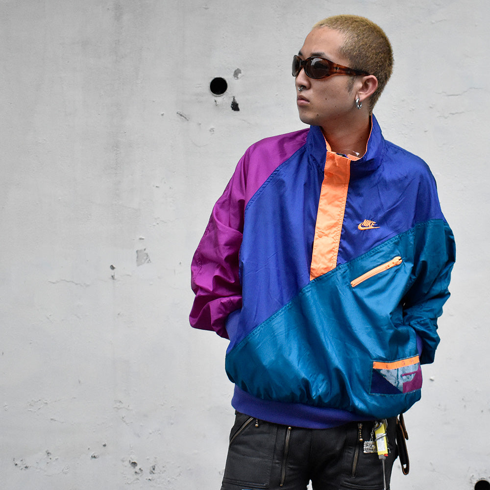 90's NIKE “FLIGHT“ ハーフジップ ナイロンジャケット 241008H