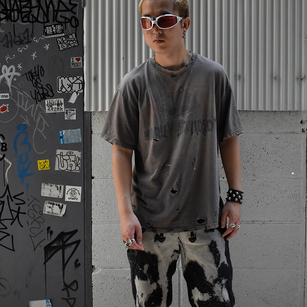 Y2K ボロ！ Harley-Davidson “Skull” バイク Tシャツ 250808H