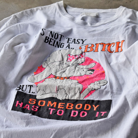 90’s ”BITCH” 犬 アニマルプリント Tシャツ 240325