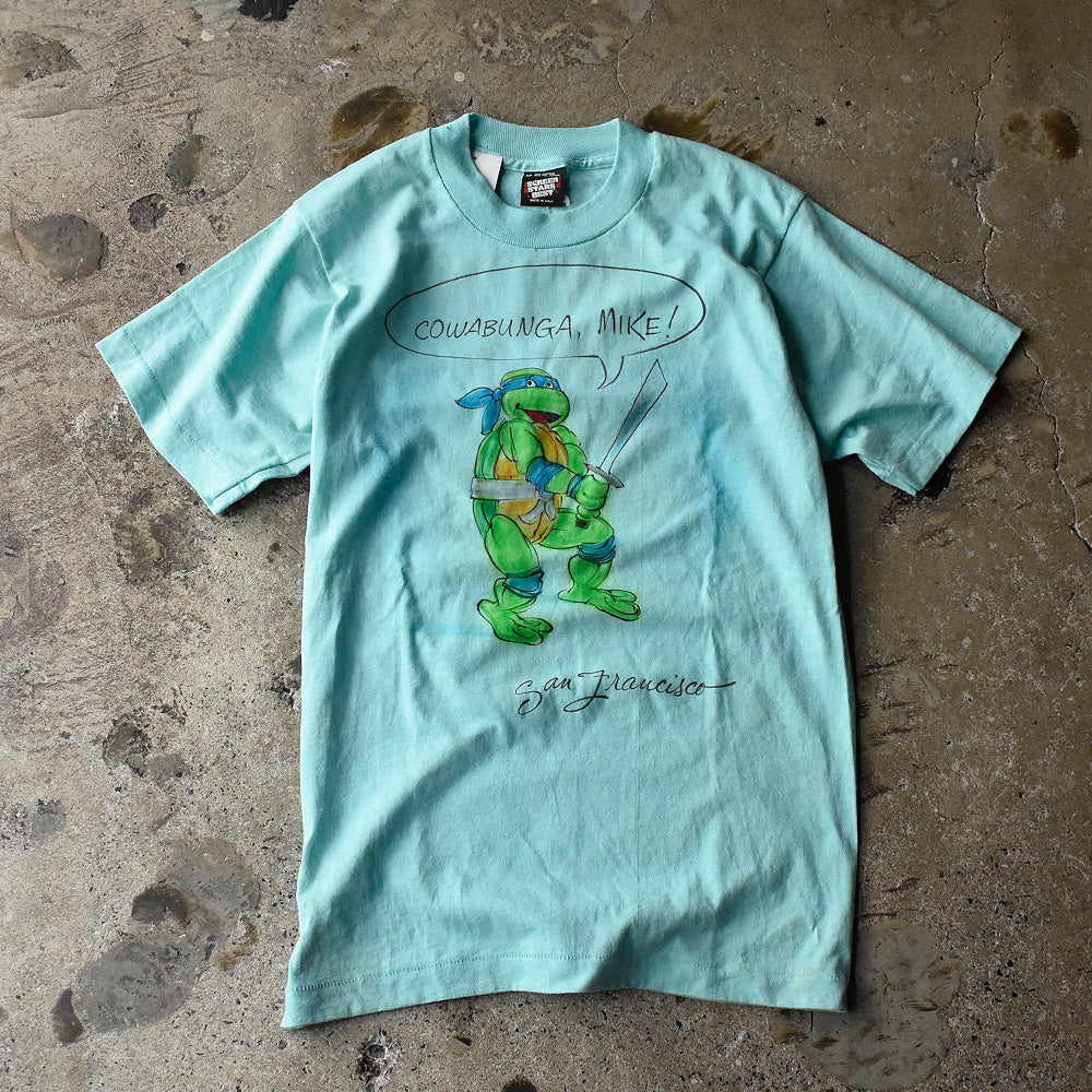 80's～ “Teenage Mutant Ninja Turtles” エアブラシ！ 海外アニメ キャラ Tシャツ USA製 250807H