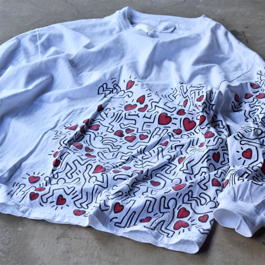 90’s Keith Haring 希少！ "MONPOWER" ロングスリーブ Tシャツ USA製 240309