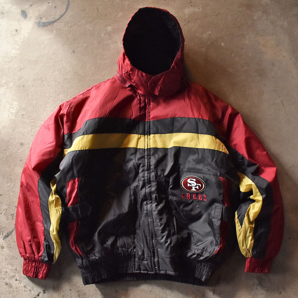 90's PRO PLAYER ”NFL 49ERS” 中綿入り フード ナイロンジャケット
