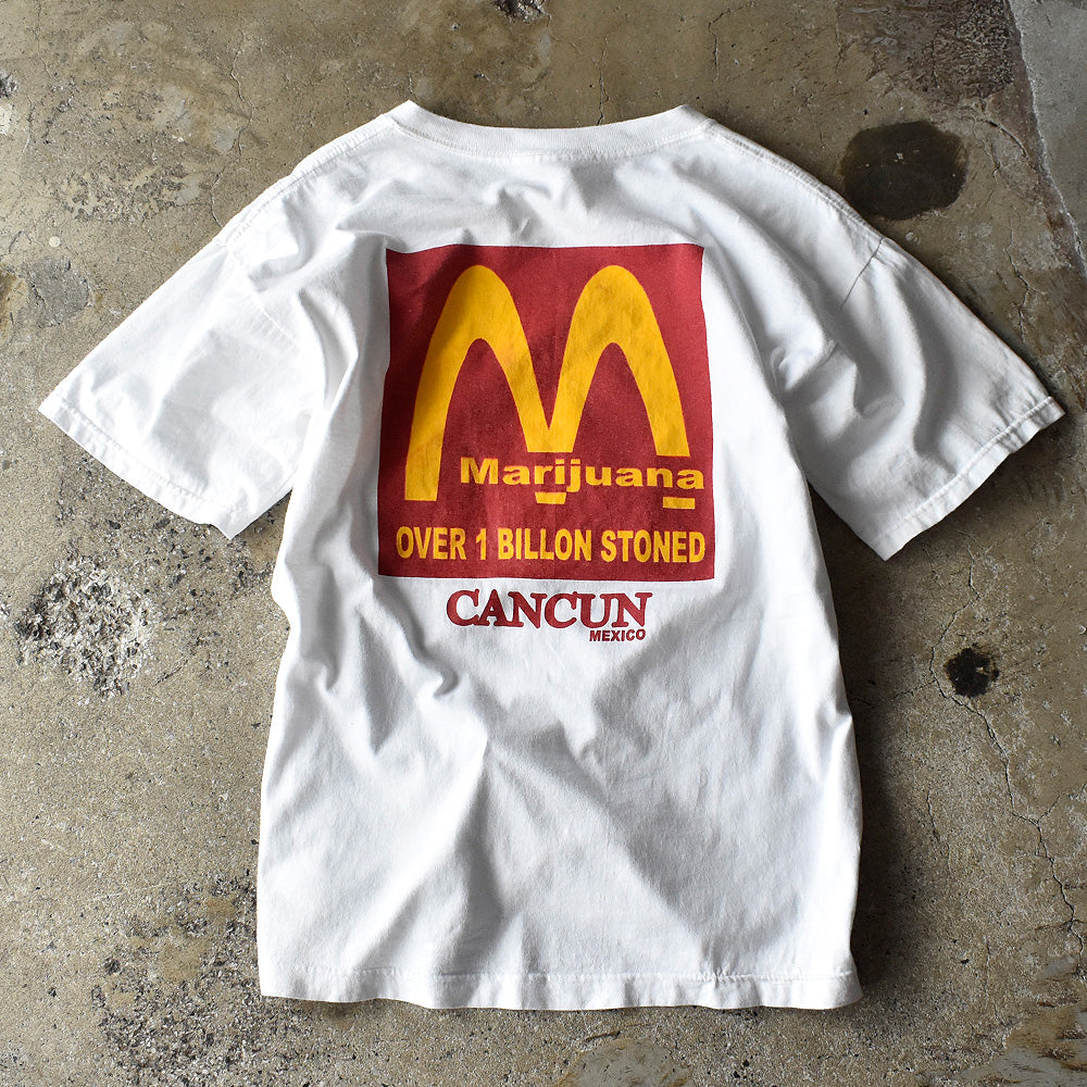 マクドナルド パロディ Marijuana Tシャツ 2000年代初頭 ホワイト 古着