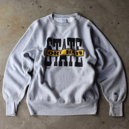90's Champion/チャンピオン "Fort Hays State" カレッジプリント RWスウェット USA製 230604