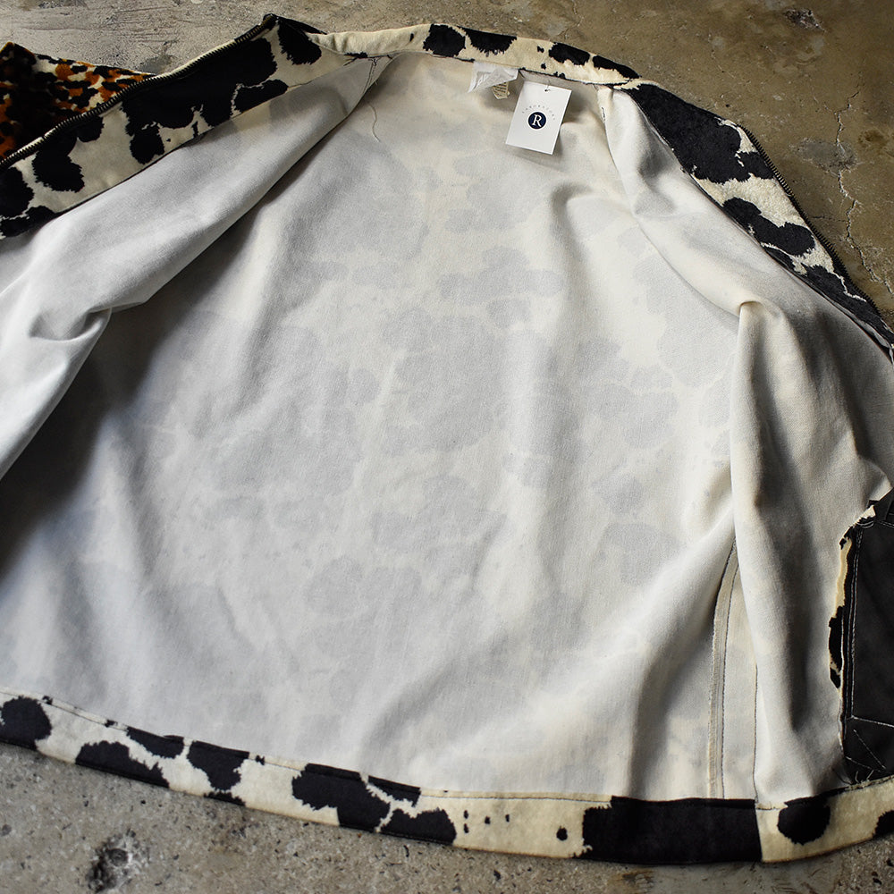 90's BUTTSTAIN！ANTI FASHION！ カスタム 牛柄×ヒョウ柄ジャケット USA製 250124HSGI