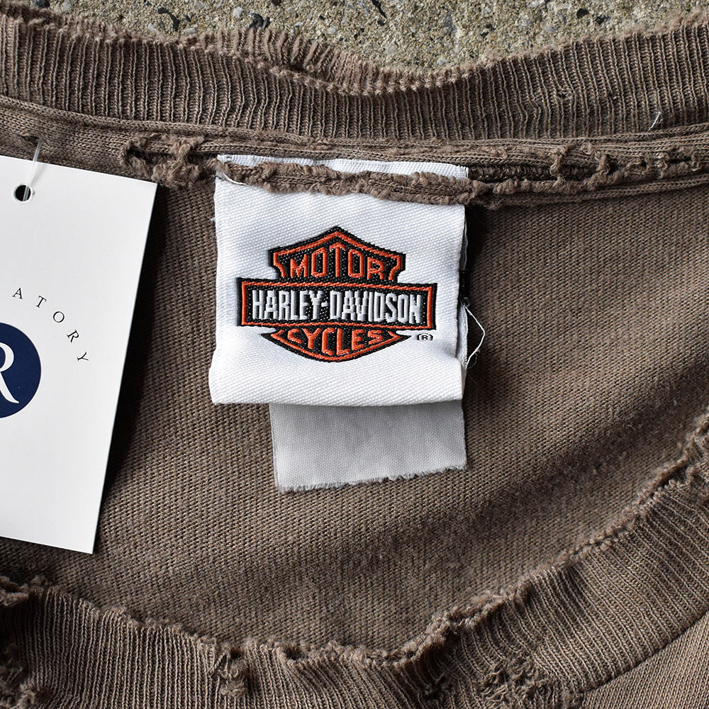 Y2K ボロ！ Harley-Davidson ポケット付き バイク Tシャツ 250806H