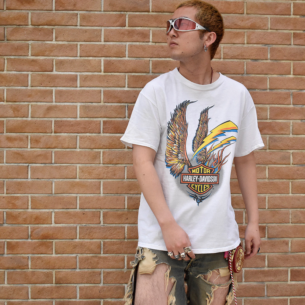 Y2K Harley-Davidson “Wing Logo” Tシャツ ホワイトカラー USA製 250508H