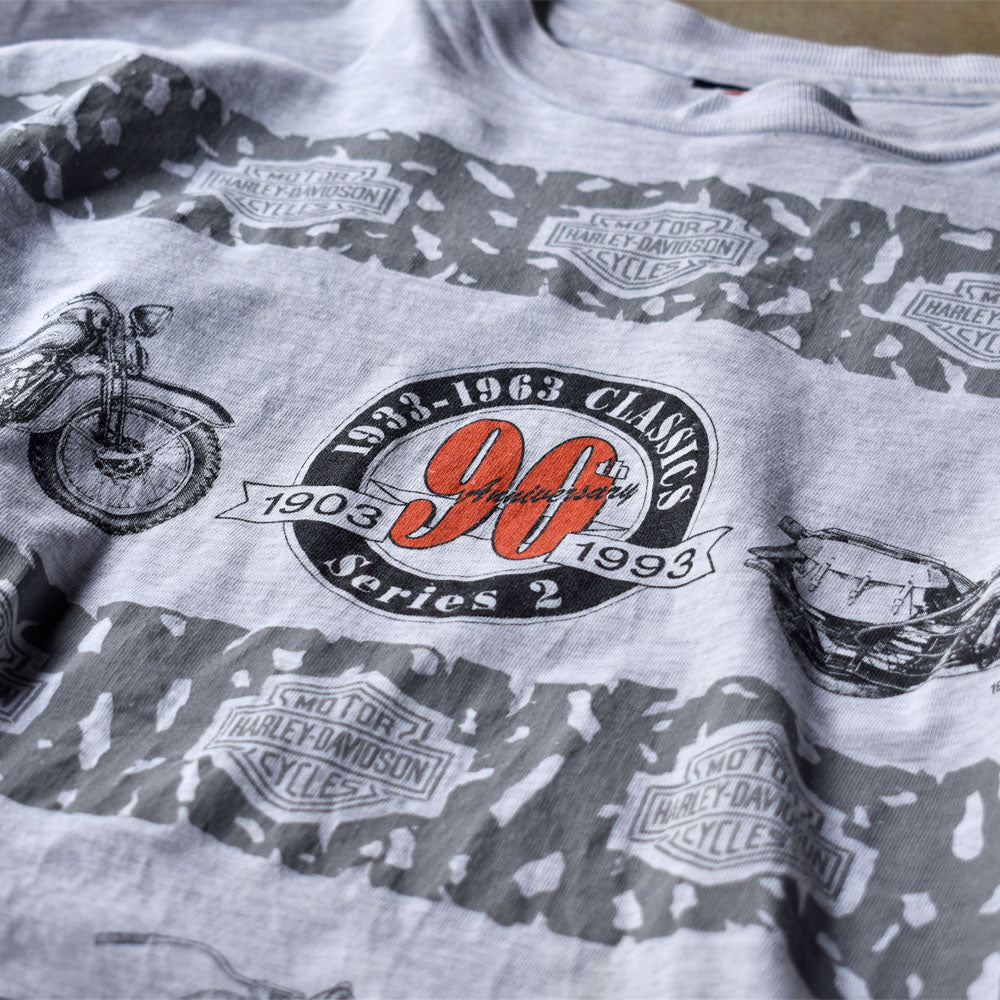90’s　Harley-Davidson/ハーレー・ダビッドソン AOP！ “90th ANIVERSARY” Tシャツ　USA製　230426