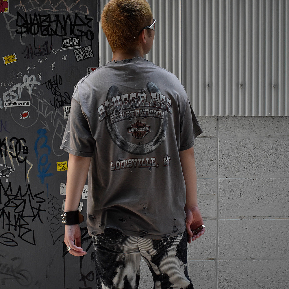 Y2K ボロ！ Harley-Davidson “Skull” バイク Tシャツ 250808H
