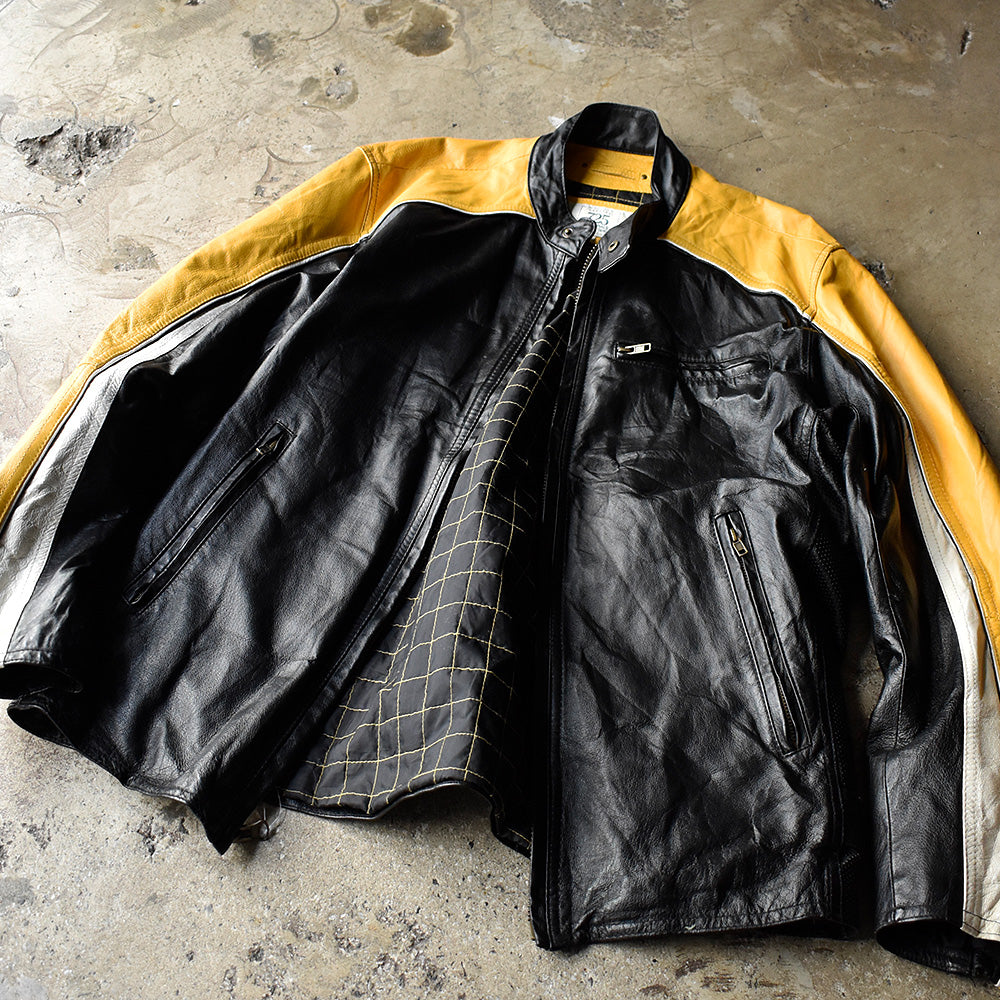 725 originals レザー レーシングジャケット 1990年〜 ブラック×イエロー ヴィンテージ