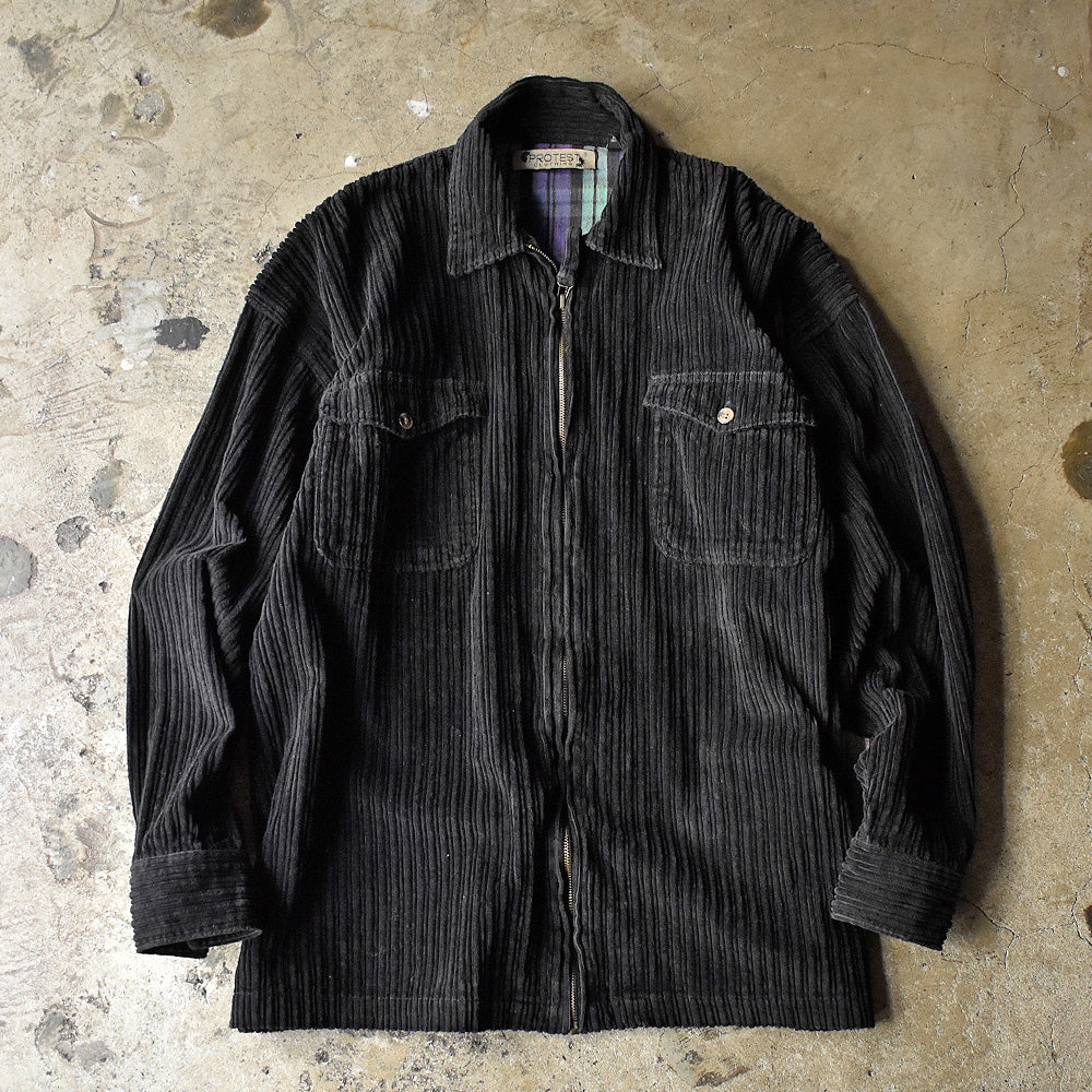 Protest Clothing 太畝コーデュロイ フルジップシャツ 90年代 ブラック ヴィンテージ