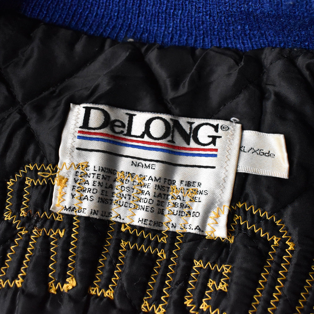Y2K DeLONG “ROUGHRIDER WEIGHTLIFTING FOOTBALL” 袖レザー アワードジャケット USA製 240223