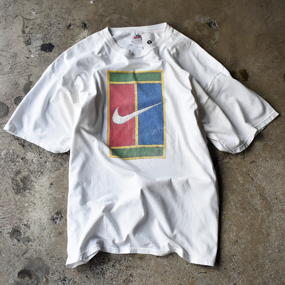 90's NIKE フェイク刺繍 swoosh logo プリントTシャツ USA製 240627H