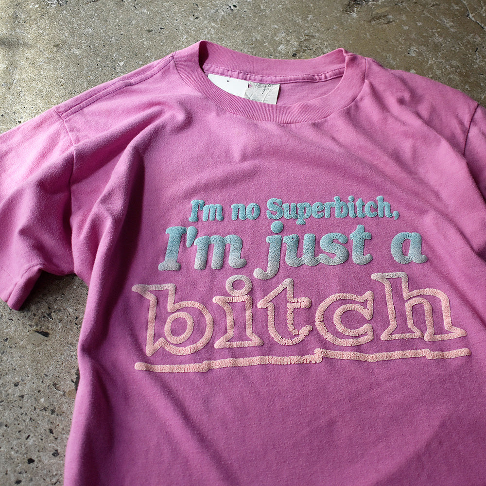 Superbitch 発泡プリント メッセージTシャツ 1980年 ピンク USA製 ヴィンテージ