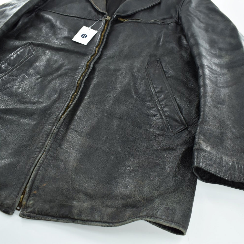 最終価格 70sフランス警察 レザージャケット レザーコート カーコート 良品 70s 貴重なフランス軍 実物 France Army ヴィンテージ レザー
