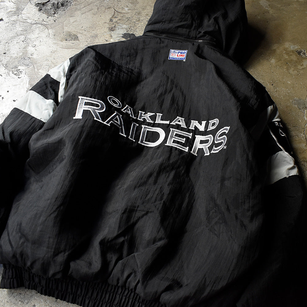 90's PRO LINE “Oakland Raiders” 中綿入り ナイロンジャケット 241226H