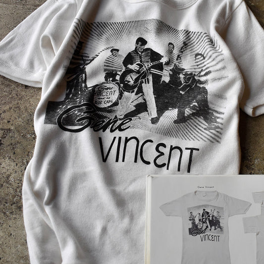 ジーン・ヴィンセント&ヒズ・ブルー・キャップス 黒単色プリント Tシャツ 70年代 ユーロ製 ヴィンテージ