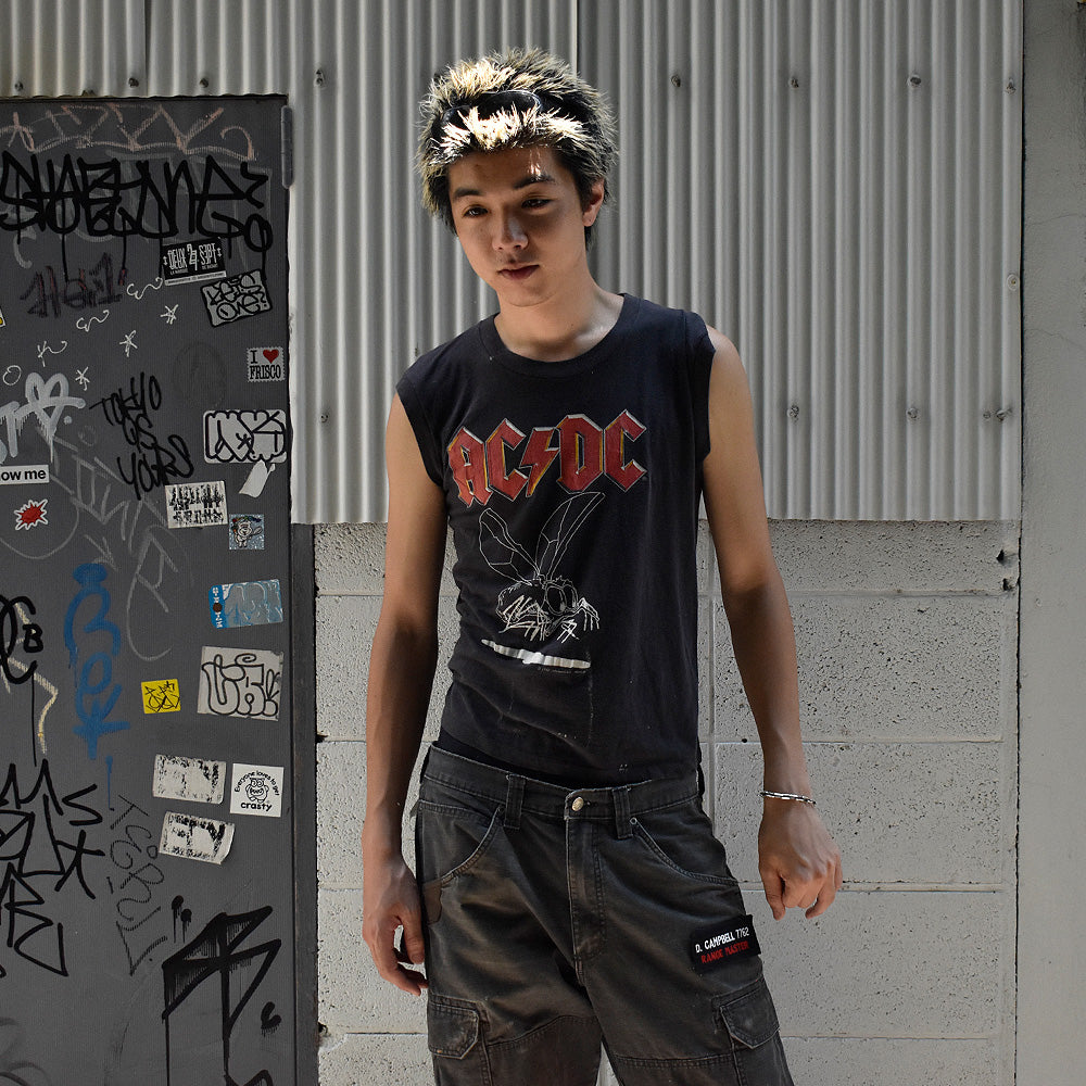 80's AC/DC “Fly on the Wall“ 1985 Tour ノースリーブ ロック Tシャツ 250808H