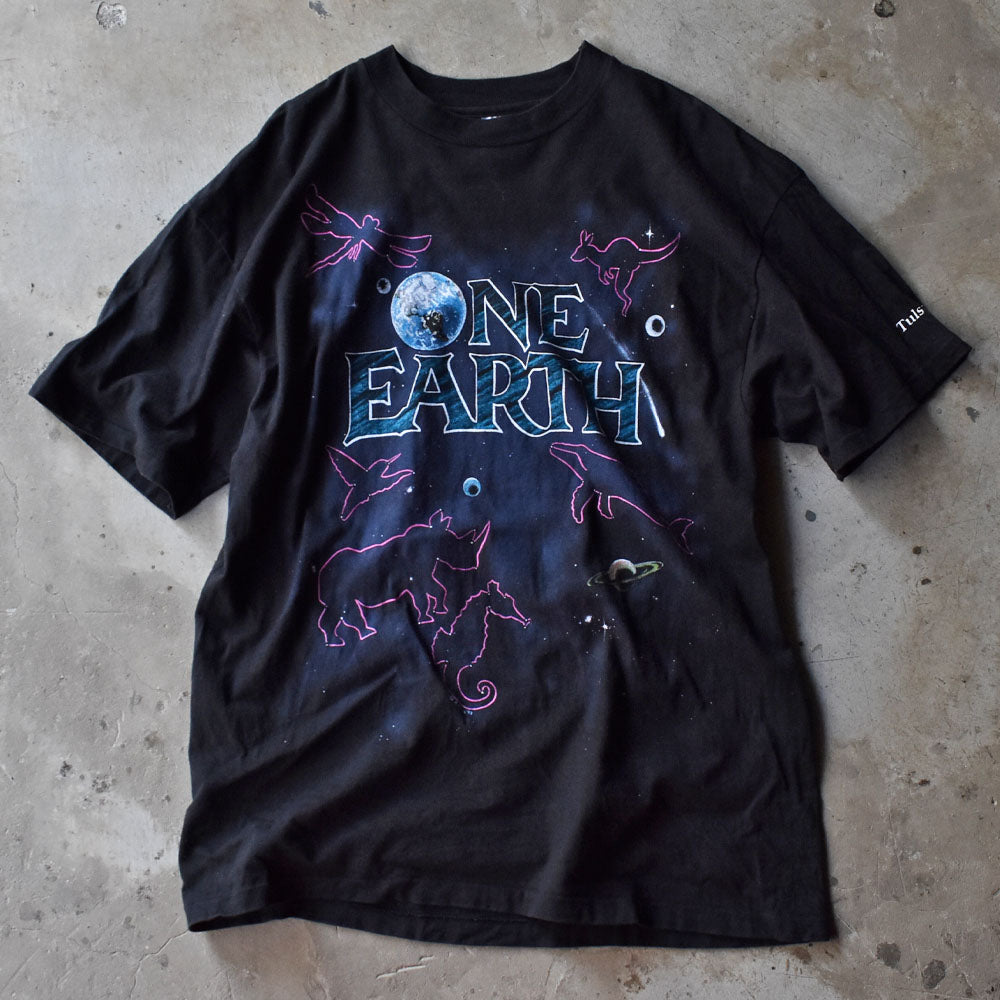90’s ”ONE EARTH” 両面プリント アニマルプリント Tシャツ USA製 240802