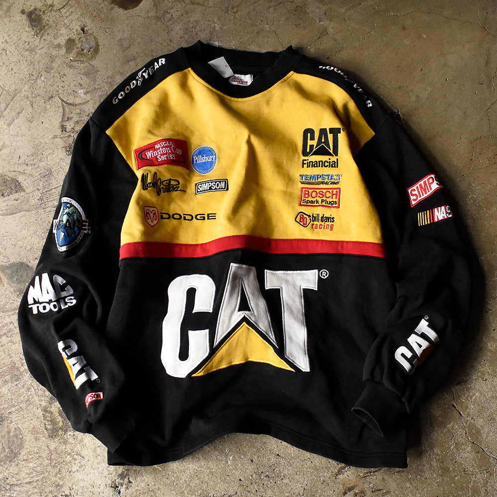RACING CHAMPIONS APPAREL CAT レーシングスウェット 1990年〜 ブラック イエロー ヴィンテージ